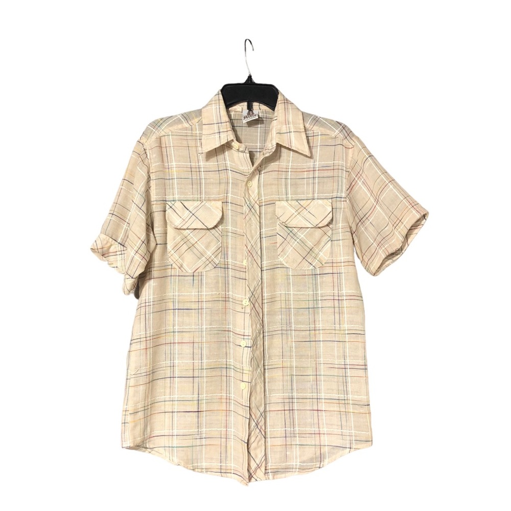 Vintage Alfie California Brown Plaid Light Casual Button Up Short Sleeve Shirt